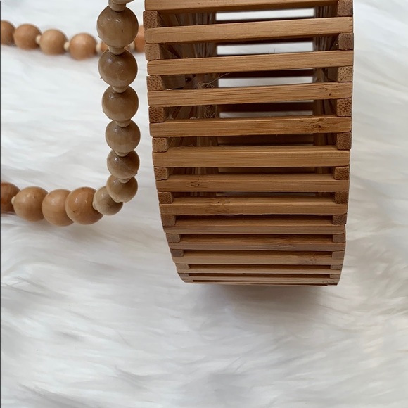 Beaded wood canteen shoulder bag - Picture 2 of 5